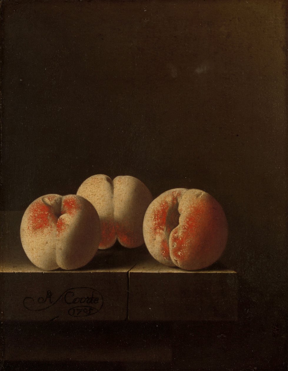 Taş Kaide Üzerinde Üç Şeftali, 1705 by Adrian Coorte