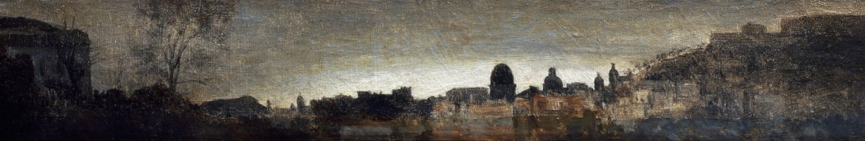 Napoli görünümü, yaklaşık 1865, Adriano Cecioni (1836-1886), panel üzerine yağlı boya, 9x56 cm. İtalya by Adriano Cecioni