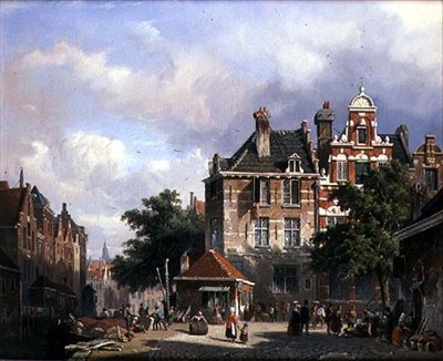 Hollandalı Bir Sokak Sahnesi by Adrianus Eversen