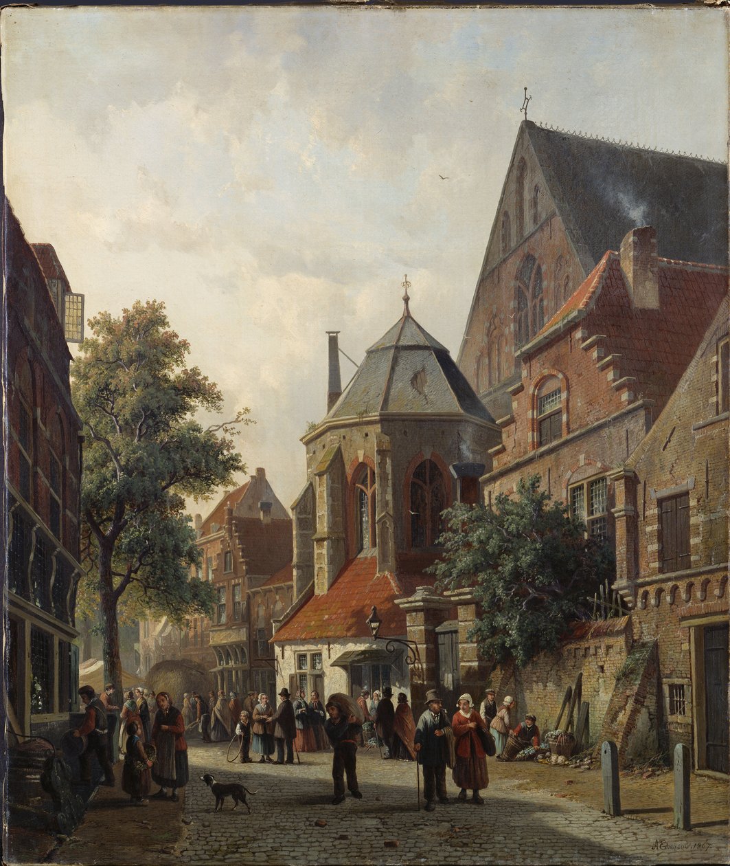 Hollandalı Bir Sokak Manzarası, 1867 by Adrianus Eversen