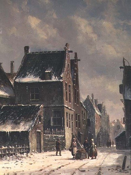 Kışın bir Hollanda kasabası by Adrianus Eversen