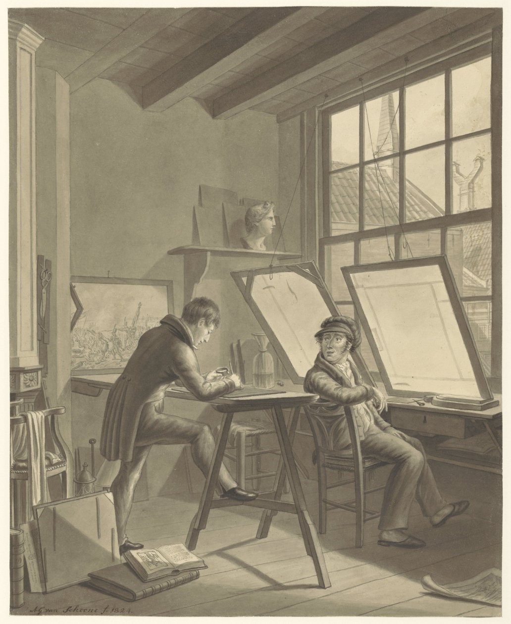 Jacob Ernst Marcus'un Amsterdam'daki Rozenstraat'taki Atölyesi by Adrianus Gerardus van Schoone