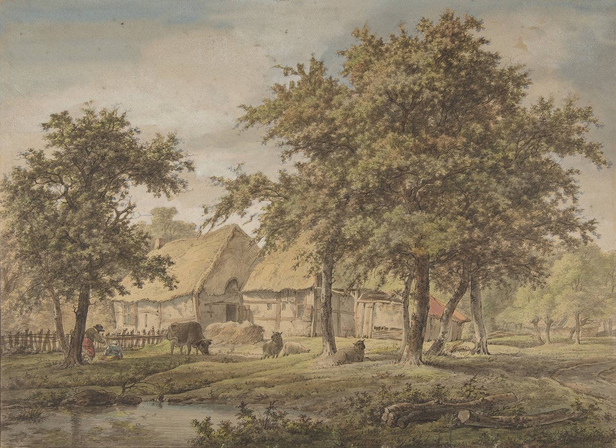 Bir Çiftlik Evi ile Manzara, 1757-1837. by Adrianus de Visser