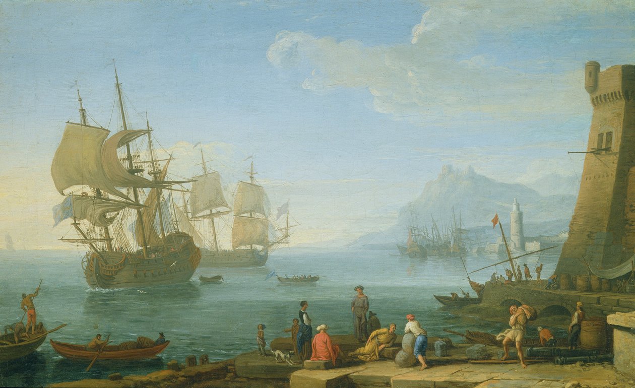 Akdeniz liman sahnesi by Adrien Manglard