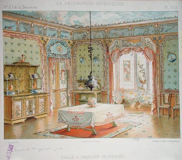 Modern Yemek Odası, c.1905 (renkli taş) by Adrien (after) Simoneton