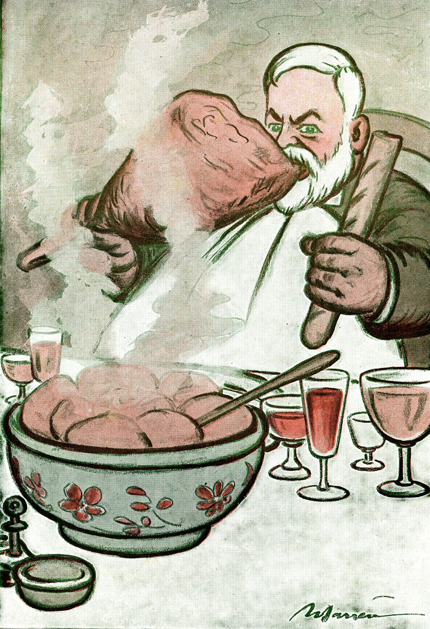 Belçikalı gazeteci ve Georges Clemenceau'nun sekreteri Camille Cerf'i (1862-1936) tasvir eden karikatür - Fantasio'dan Adrien Barrere (1877-1931) tarafından çizim by Adrien Barrere