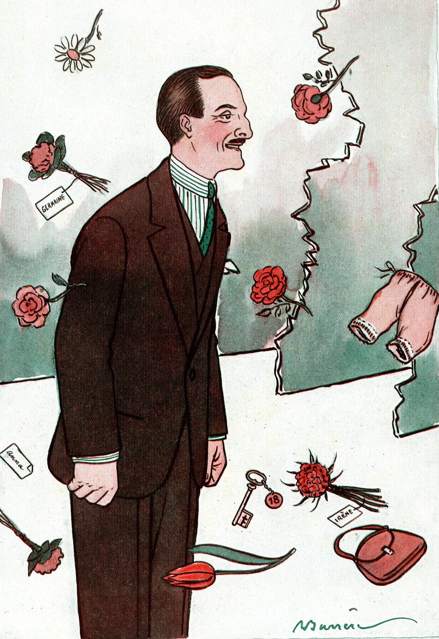 Fransız komedyen Victor Boucher'ı (1877-1942) tasvir eden karikatür - Fantasio'dan Adrien Barrere (1877-1931) tarafından çizim by Adrien Barrere