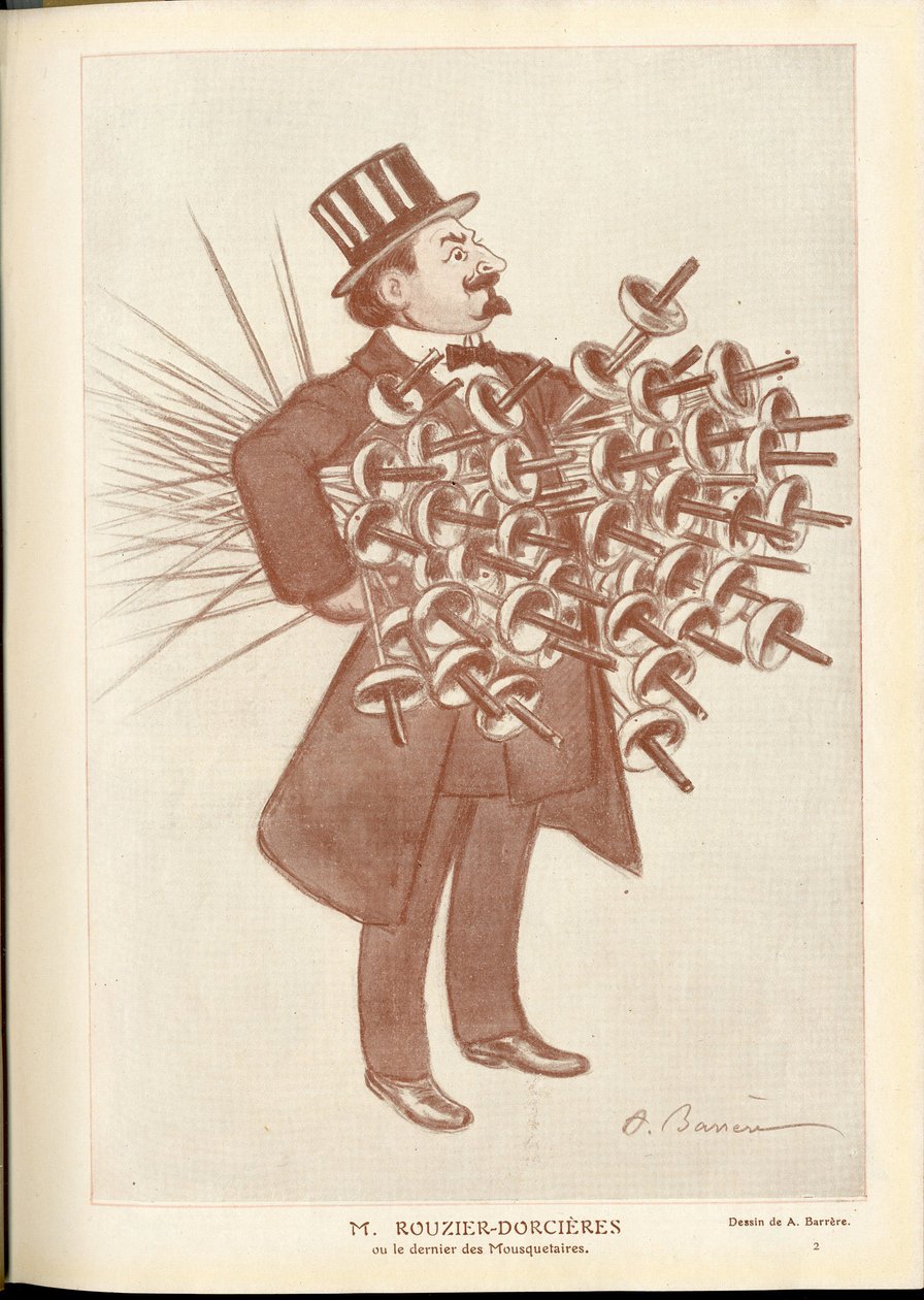 Fantasio, ca. 1912_4_1 - Bir Barrere Çizimi (1874-1931): Eskrim - Rouzier Dorcieres by Adrien Barrere