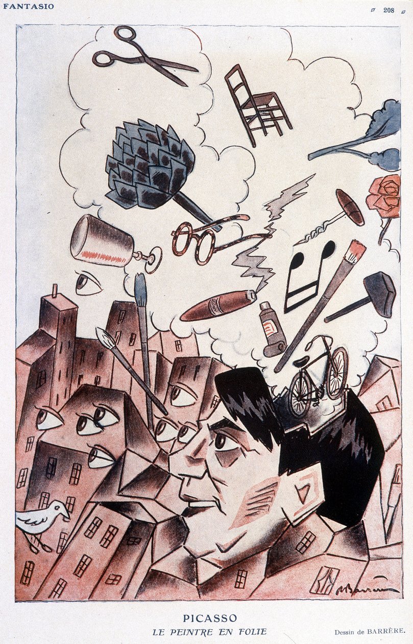 Barrère tarafından Pablo Picasso üzerine mizahi çizim - “” Fantasio””da, 15/11/1928. by Adrien Barrere