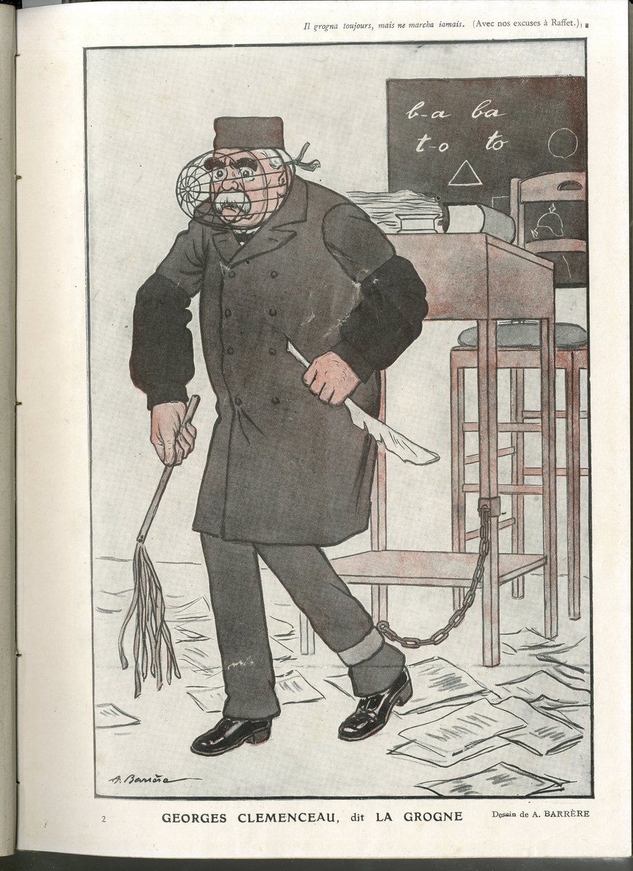 “Fantasio”daki Bir Barrere (1874-1931) İllüstrasyonu ”, 01/05/16 - Georges Clemenceau, dit La Grogne - 14-18 Savaşı, Sansür - Clemenceau George by Adrien Barrere