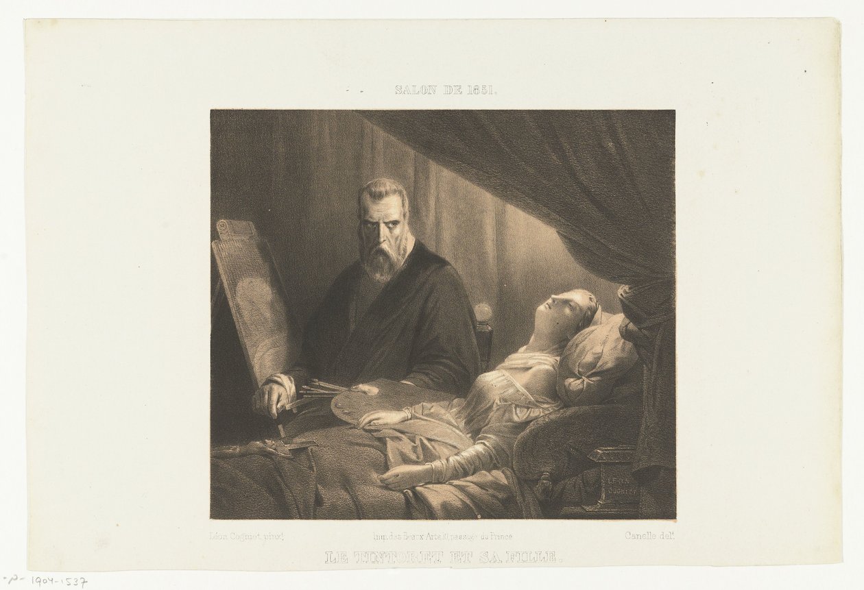 Tintoretto kızının ölüm döşeğinde Le Tintoret et sa fille (nesne üzerindeki başlık) Salon de 1851 (nesne üzerine seri başlığı) by Adrien Canelle