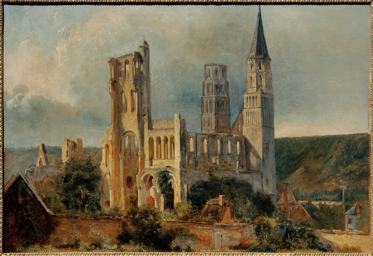 Jumièges manastır kilisesinin kalıntıları by Adrien Dauzats