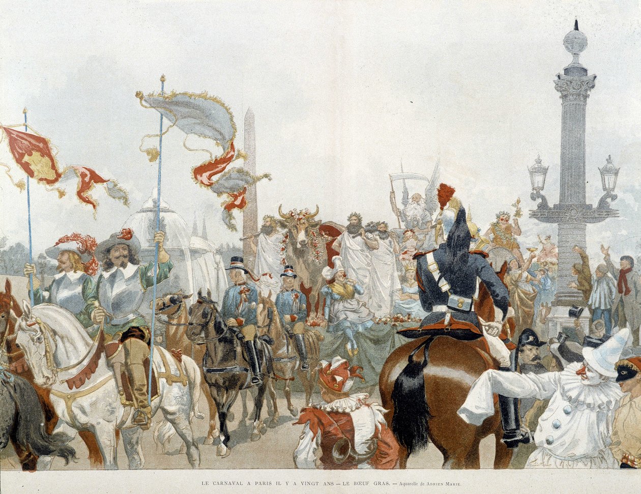 Paris'te Karnaval: sığır ciğeri - Adrien Marie tarafından suluboya by Adrien Emmanuel Marie