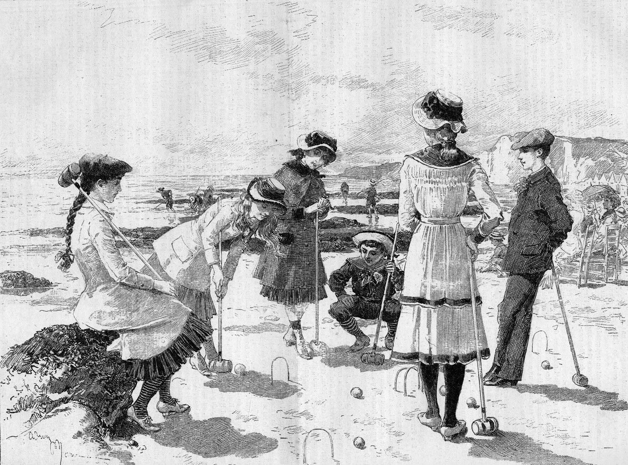 Sahilde kroket oynayan çocuklar. Adrien Marie