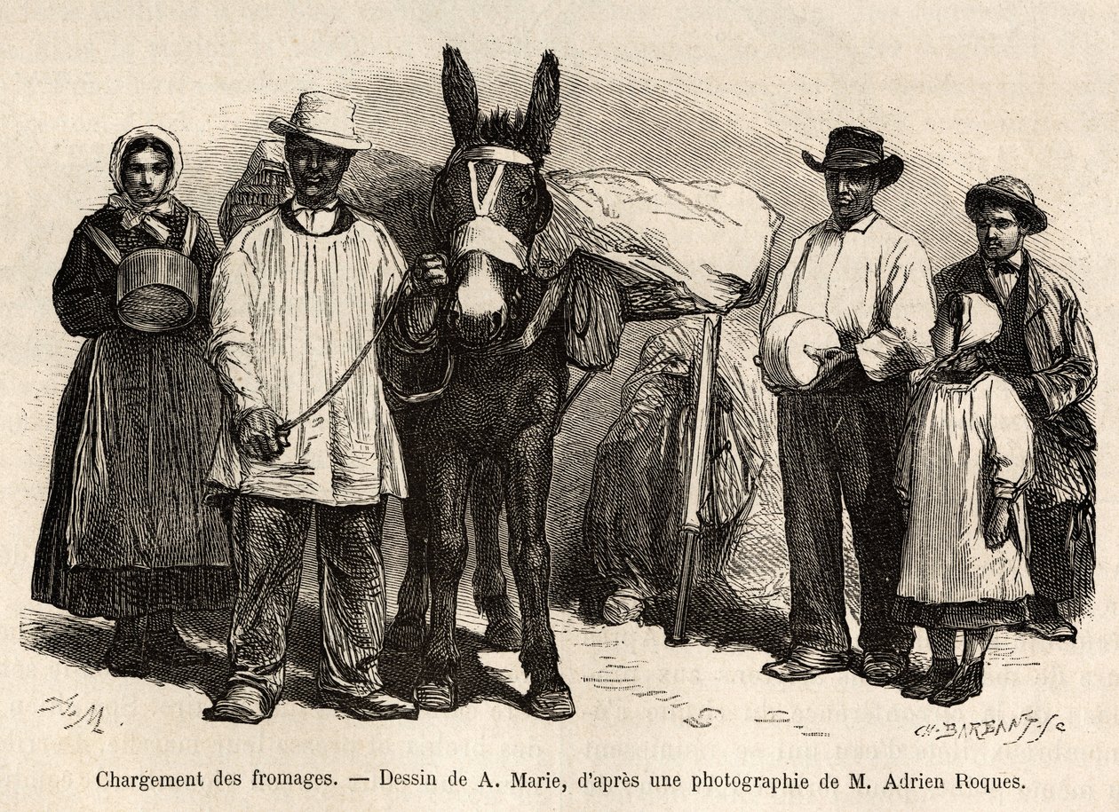 Peynirlerin bir katırın sırtına, Roquefort mahzenlerine yüklenmesi, A.Marie