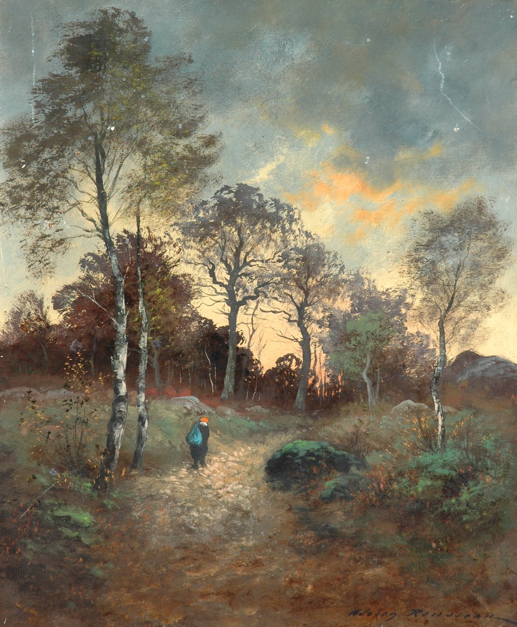 Ormanda Yürüyen Figür by Adrien Rousseau