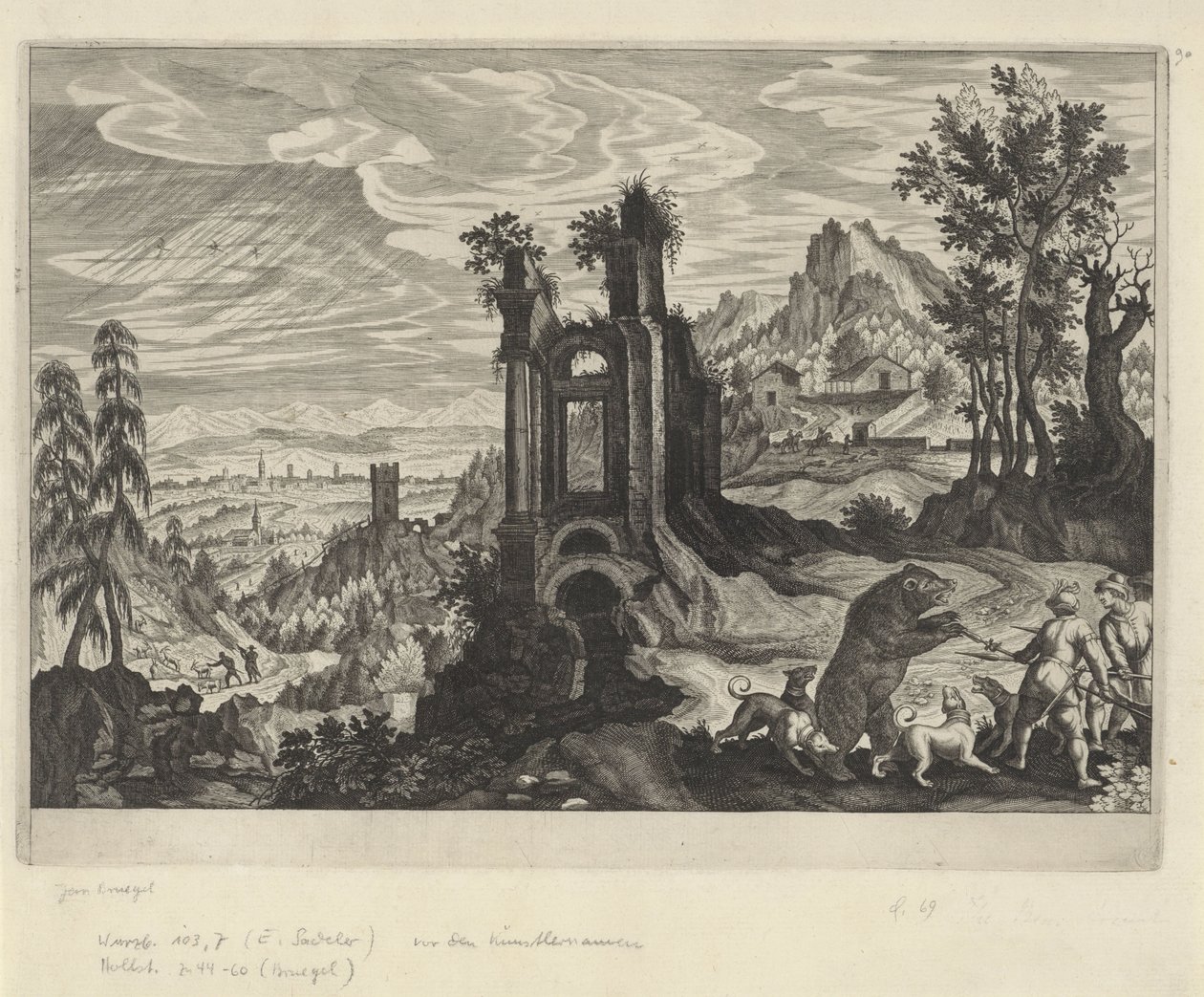 Ayı avı ile manzara by Aegidius Sadeler (II) (rejected attribution)