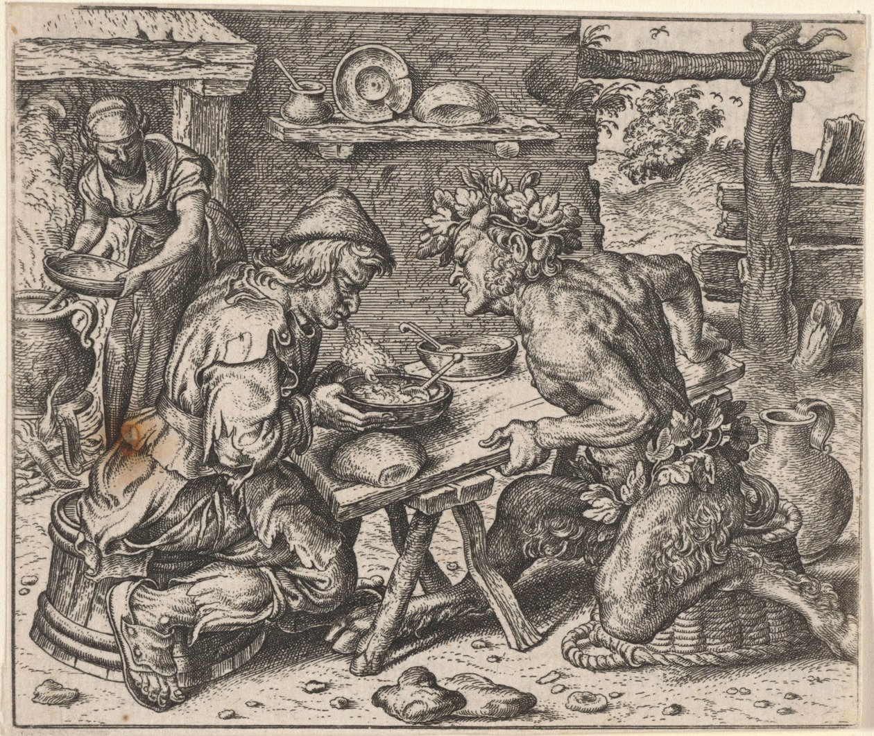 Köylü ve Satyr Masalı by Egidius  Sadeler (II)
