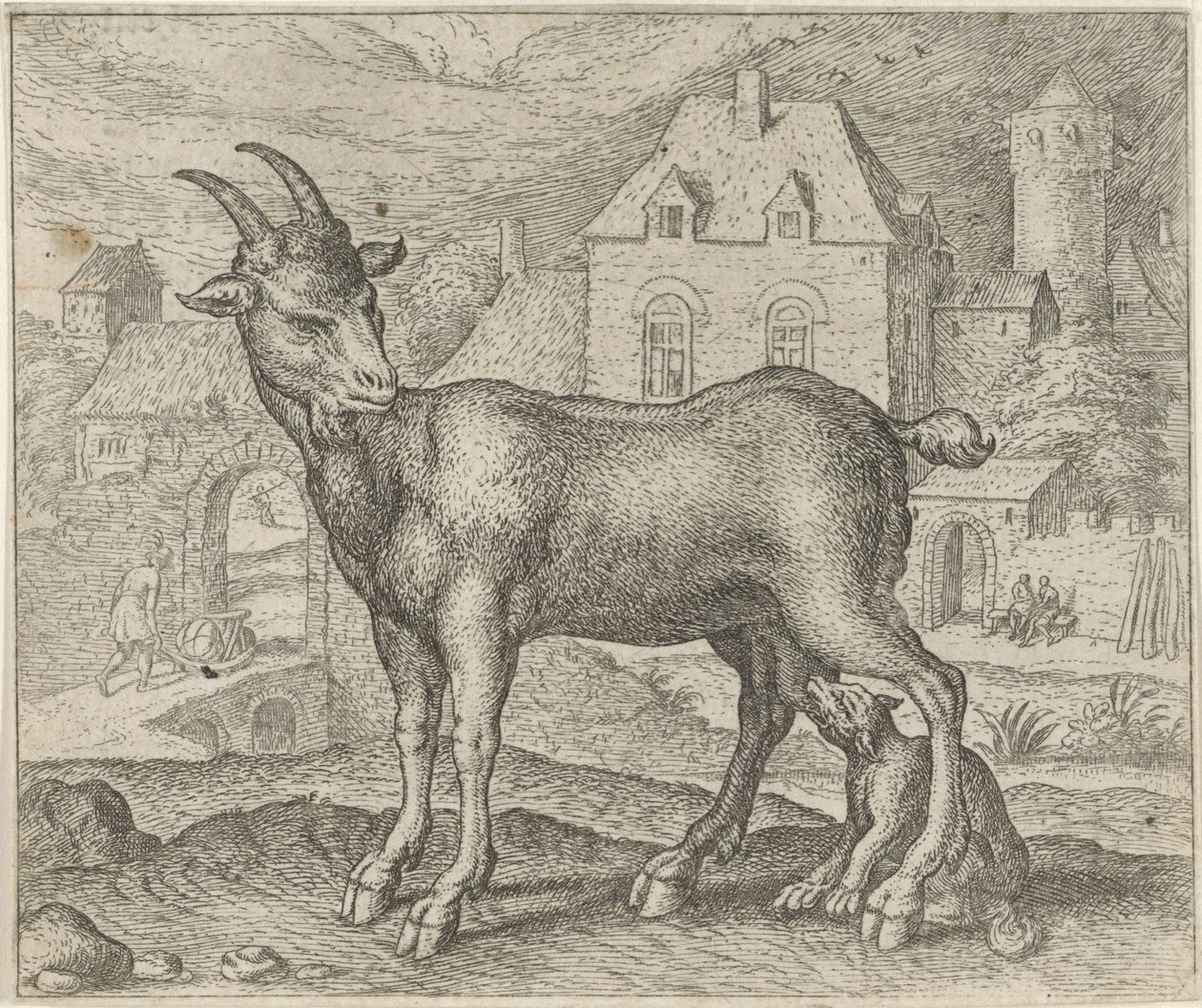 Keçi ve Genç Kurt Masalı by Egidius  Sadeler (II)