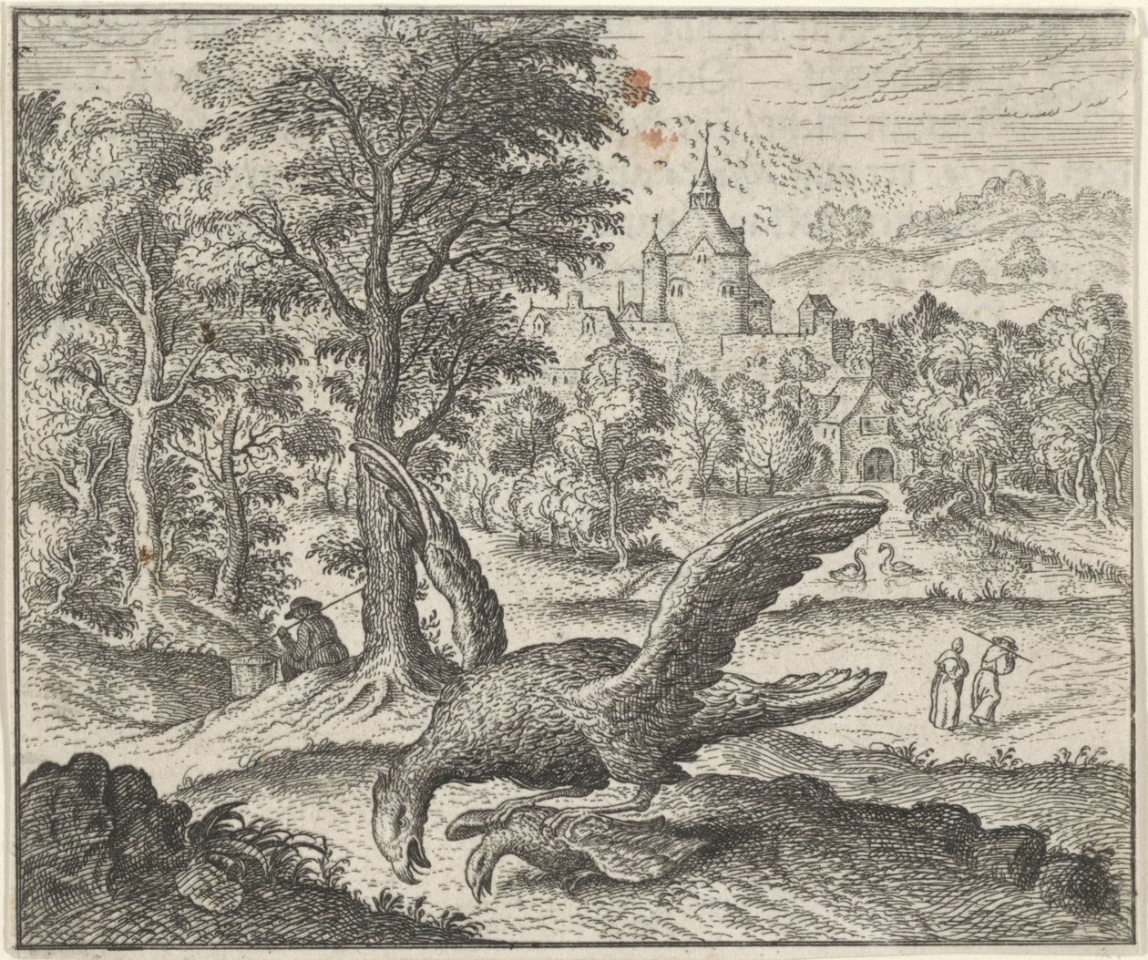 akbaba ve bülbül masalı by Egidius  Sadeler (II)