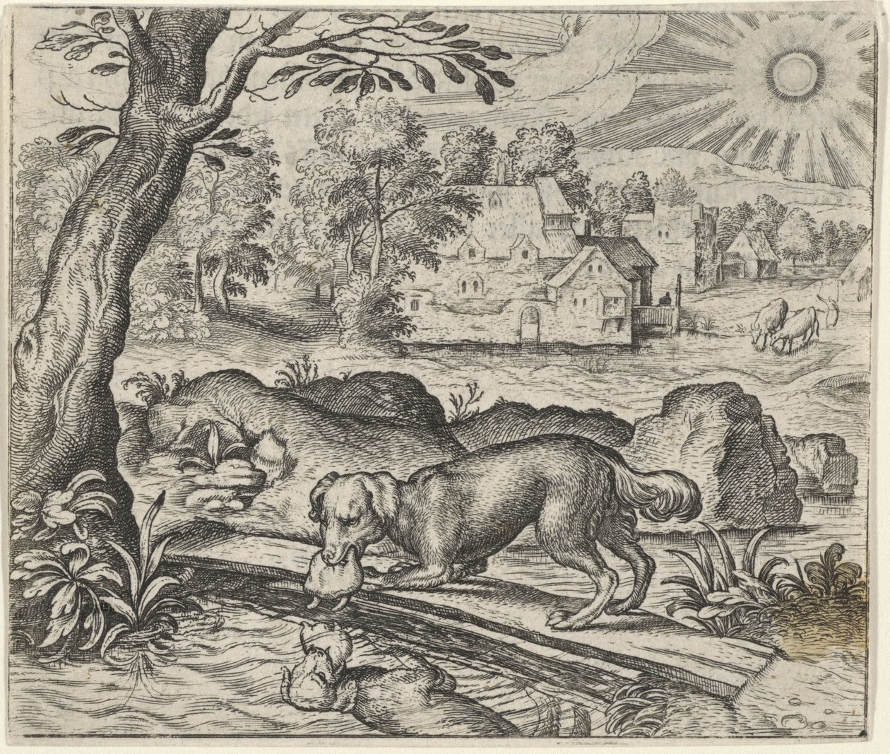 Köpeğin Masalı ve Yansıması by Egidius  Sadeler (II)