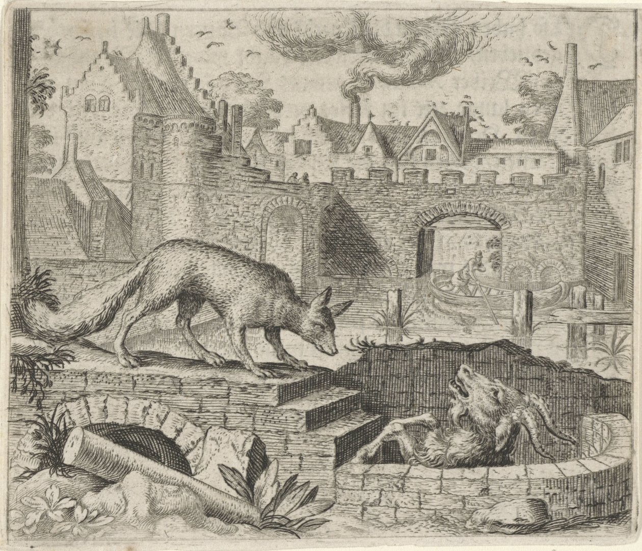 Tilki ve Keçi Masalı by Egidius  Sadeler (II)