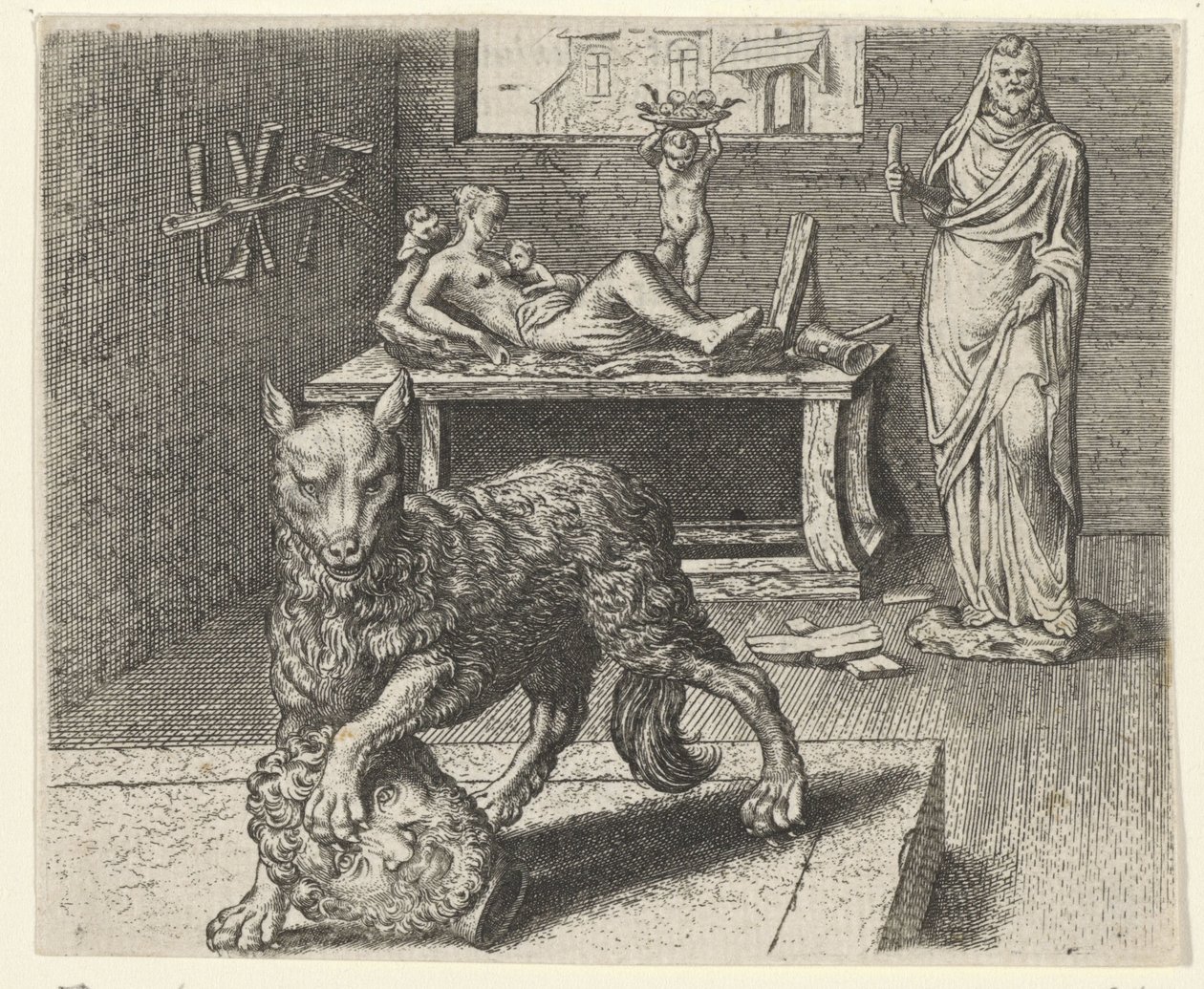 Kurt ve Heykel Masalı by Egidius  Sadeler (II)