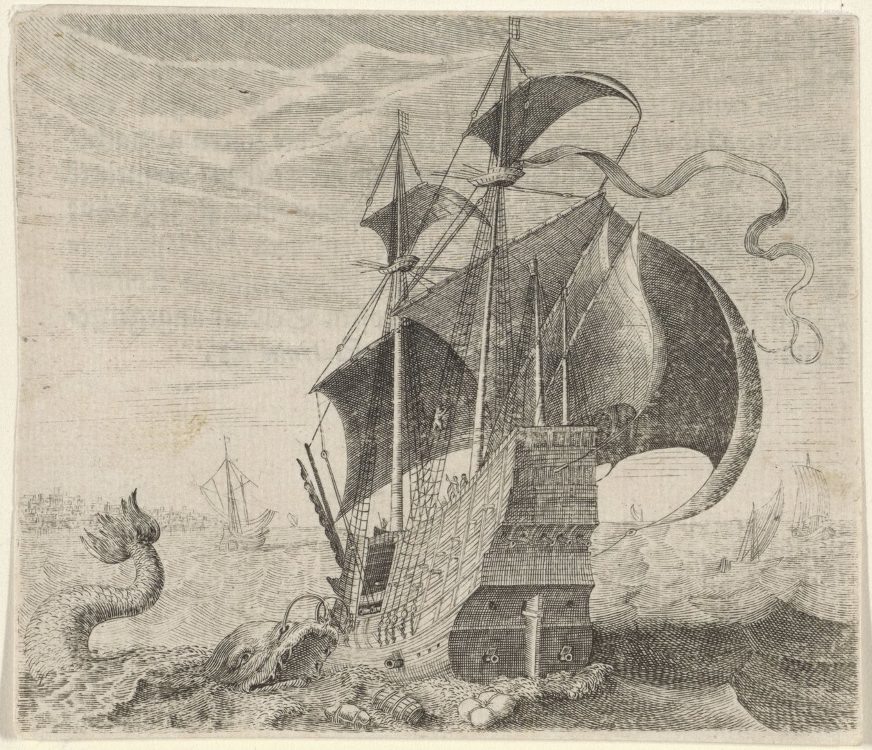 gemi ve balina masalı by Egidius  Sadeler (II)