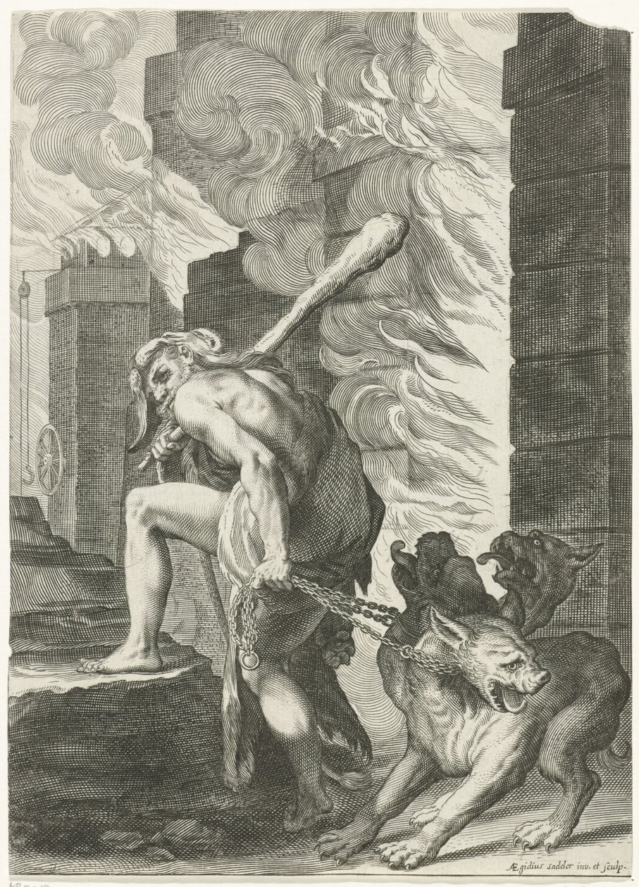 Herkül ve Cerberus by Egidius  Sadeler (II)