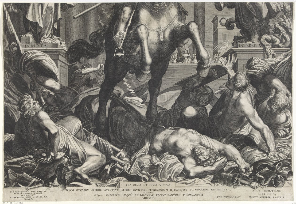 At sırtında İmparator Ferdinand II (alt yaprak) by Egidius  Sadeler (II)