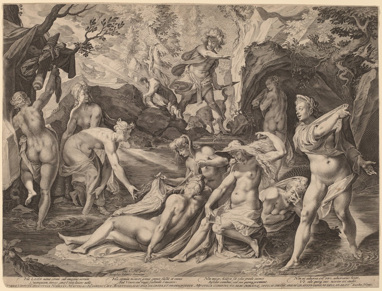 Diana, Actaeon'a Şaşırdı by Aegidius Sadeler II after Joseph Heintz the Elder