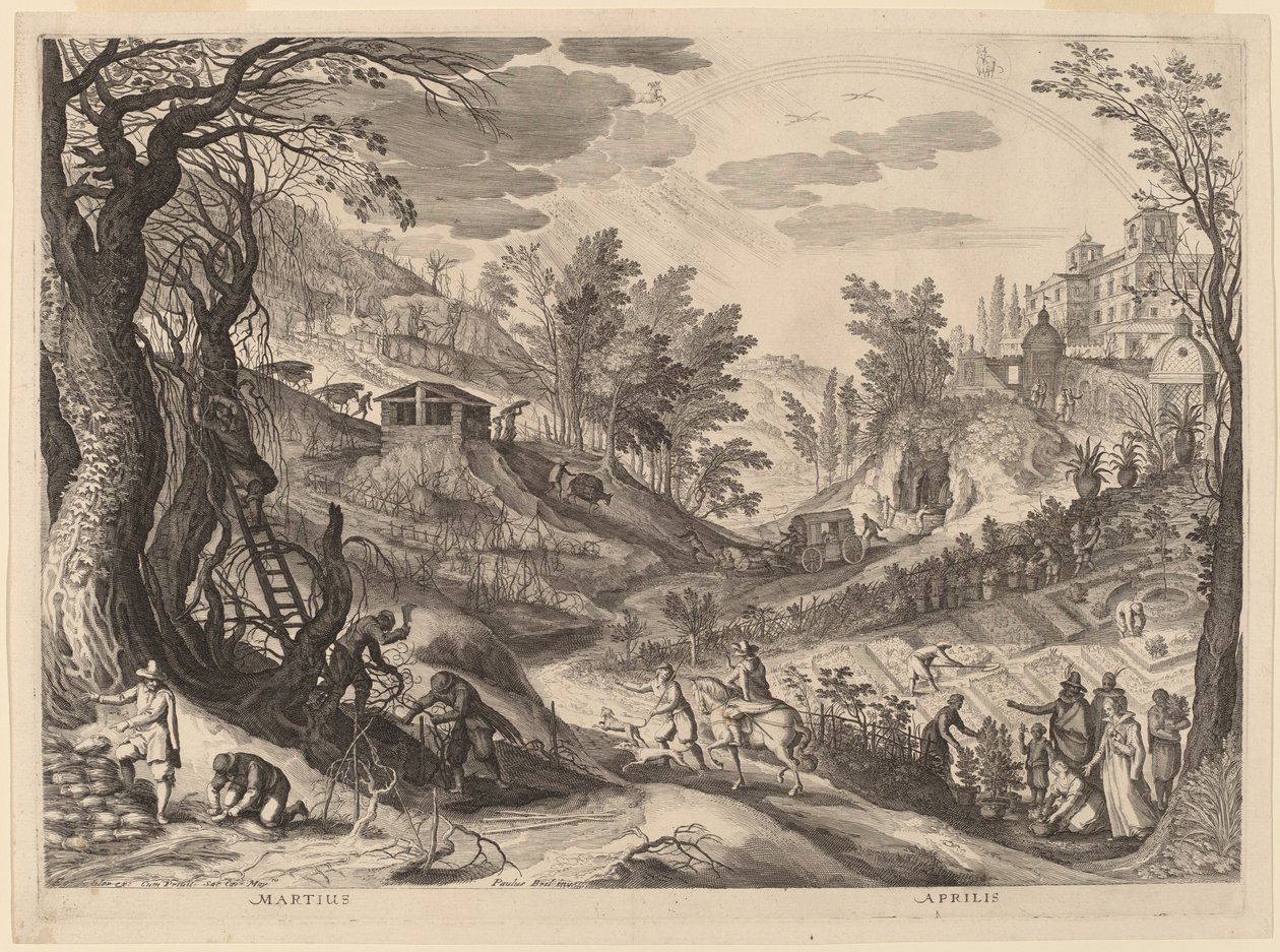 Mart ve Nisan by Aegidius Sadeler II after Paul Bril