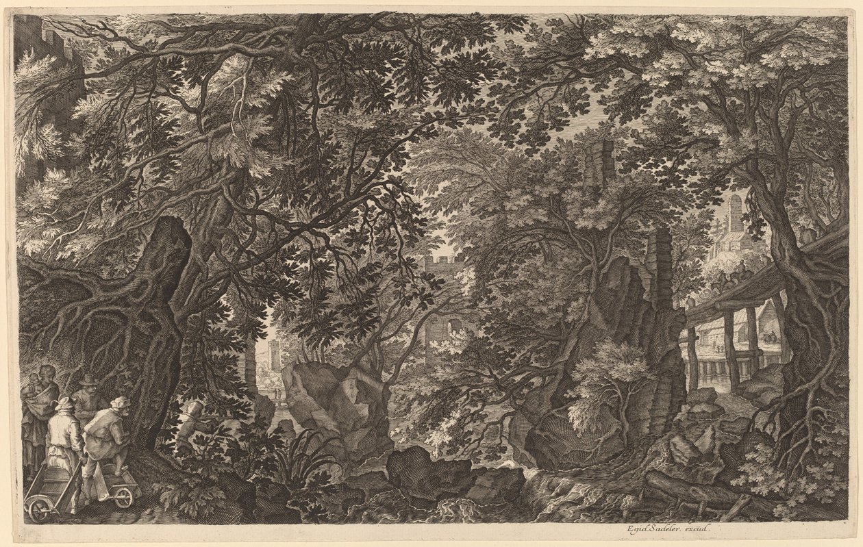 Ördek Avcısı ile Nehir Manzarası by Aegidius Sadeler II after Pieter Stevens