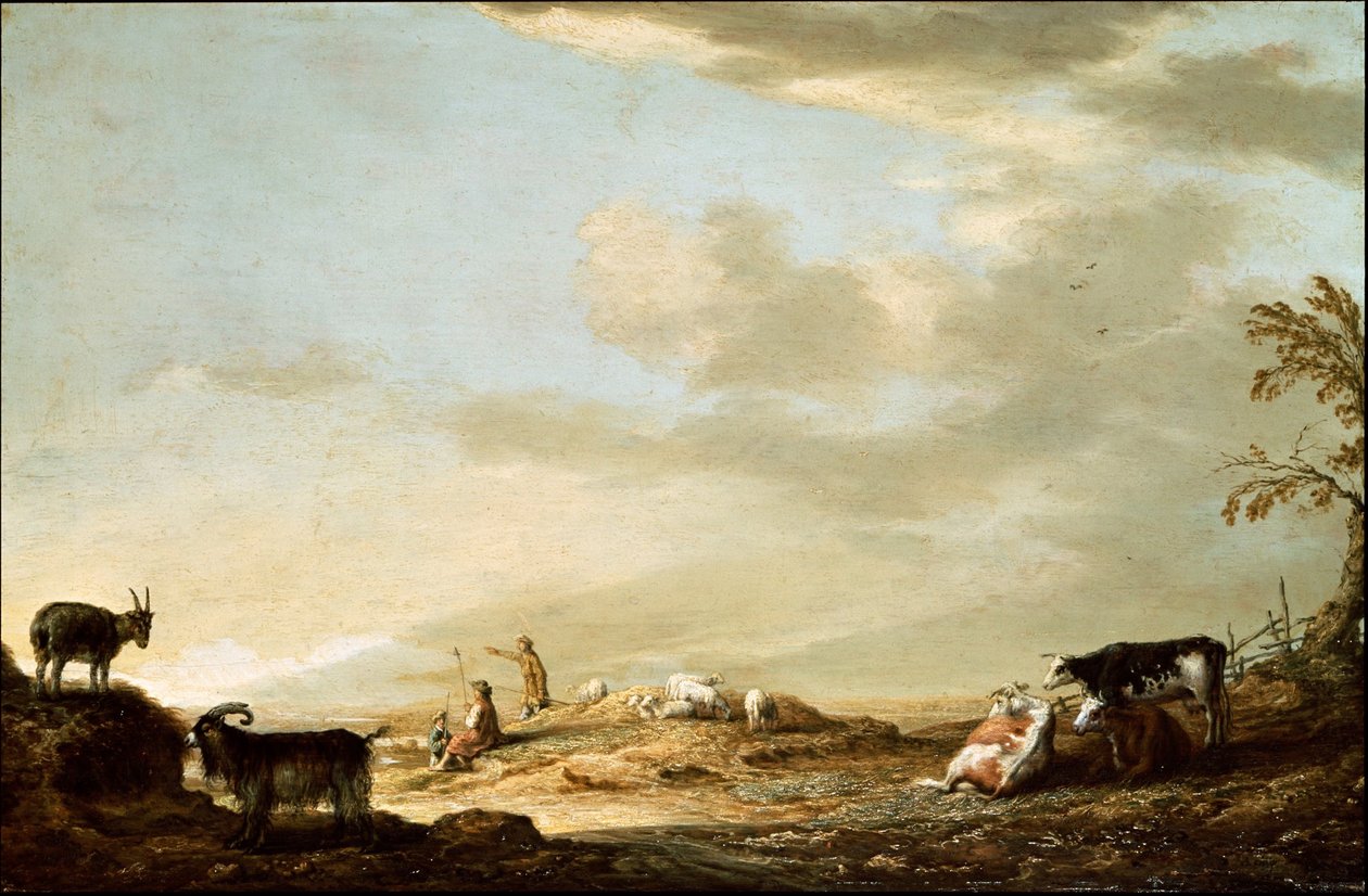 Sığır ve Figürlerle Peyzaj by Aelbert Cuyp