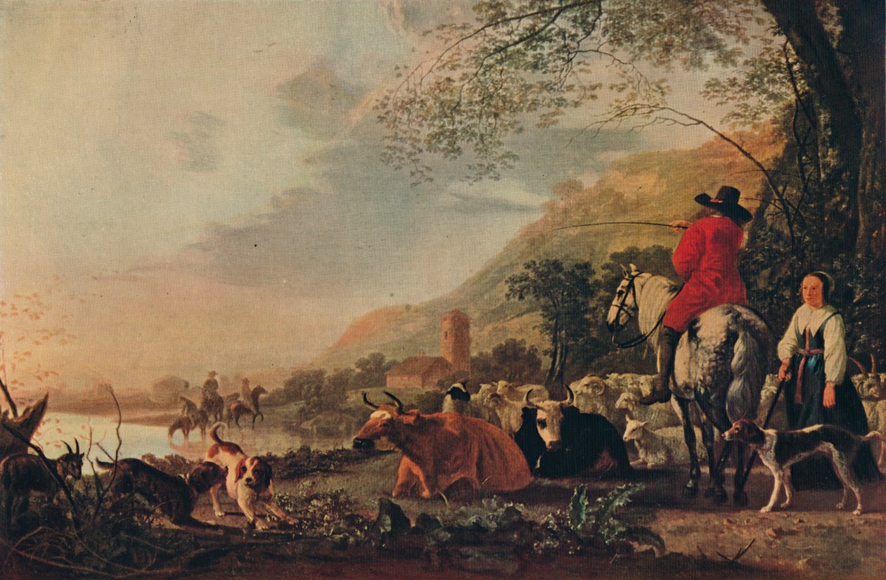 Rakamlarla Tepelik Bir Manzara, c1655 by Aelbert Cuyp