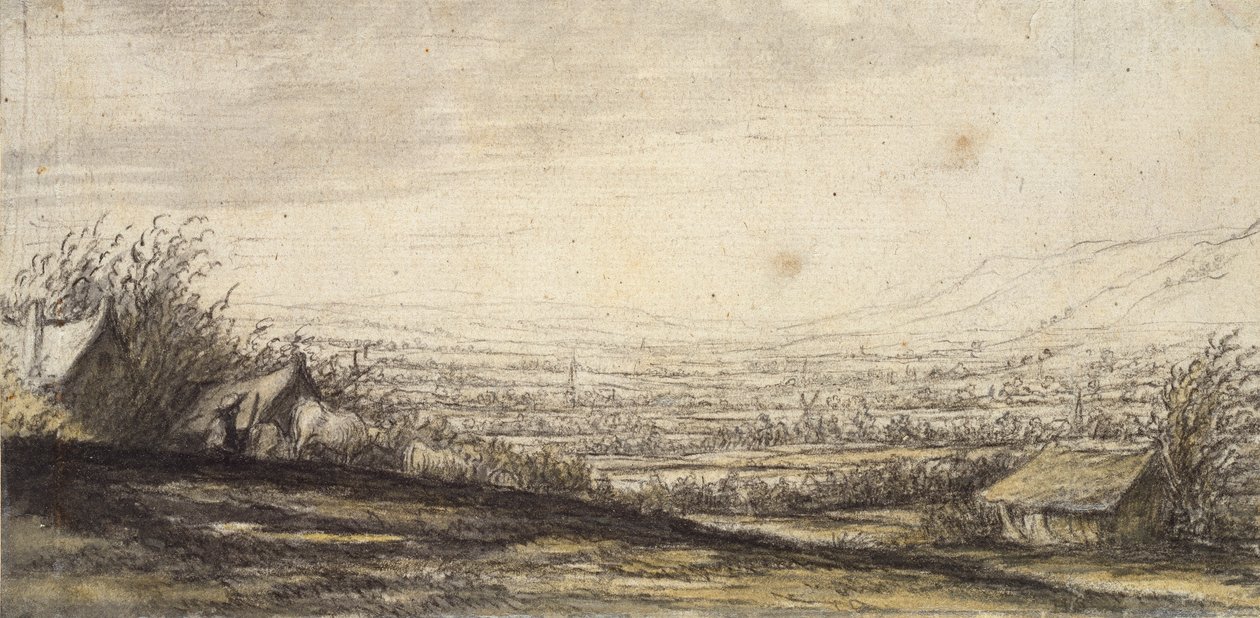 Kulübe ve Sığır ile Kapsamlı Peyzaj, 17. yüzyılın sonlarında by Aelbert Cuyp