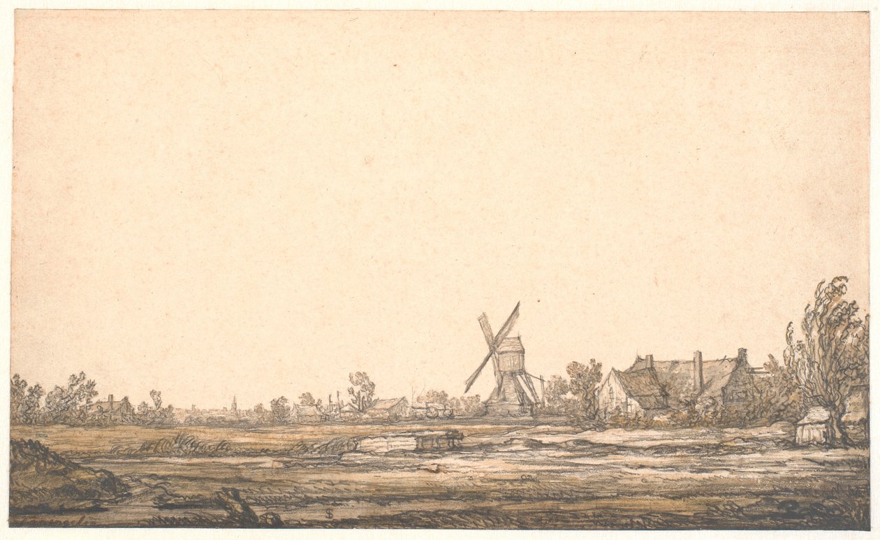 Bir değirmen ile manzara by Aelbert Cuyp