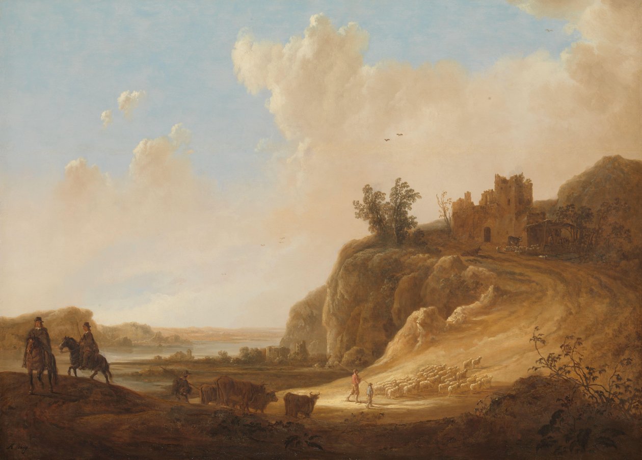 Bir Kale Harabeleri ile Dağlık Manzara by Aelbert Cuyp