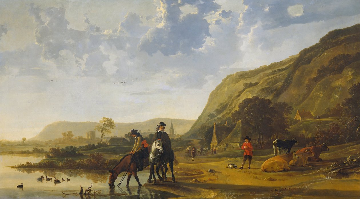 Binicilerle nehir manzarası, 1655 by Aelbert Cuyp