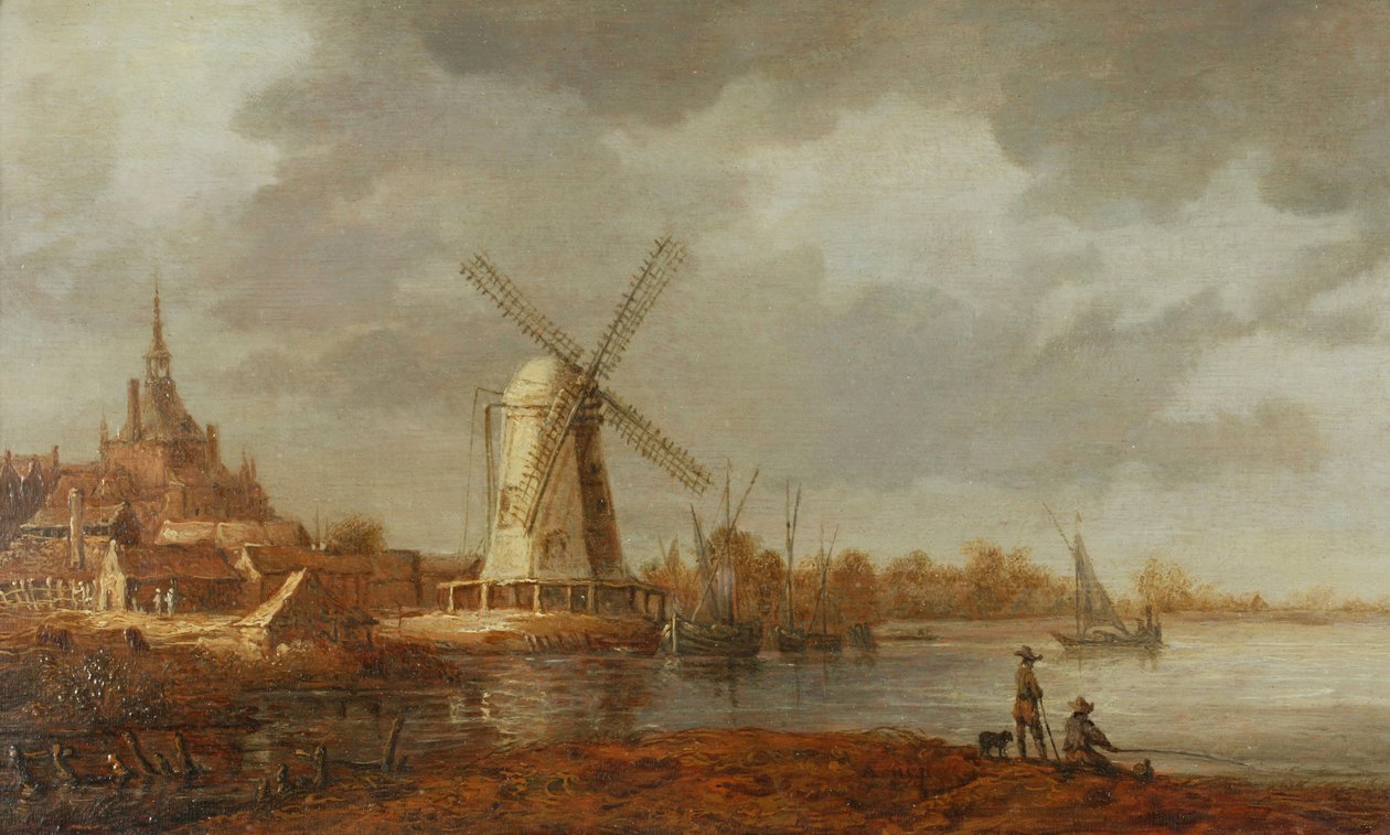 Dordrecht manzaralı nehir manzarası (panel üzerine yağ) by Aelbert Cuyp