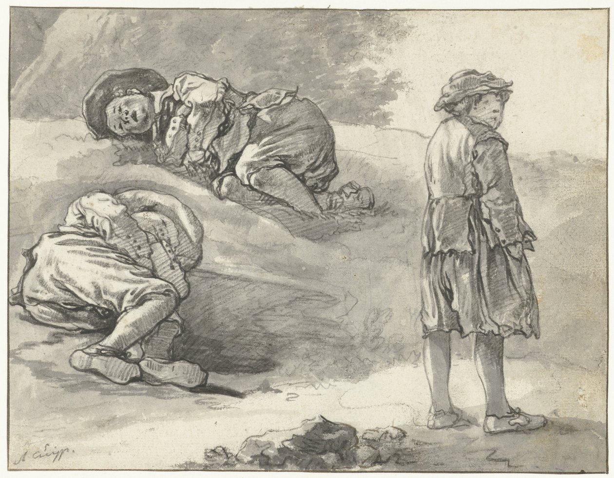 Küçük Bir Çobanın Üç Çalışması by Aelbert Cuyp