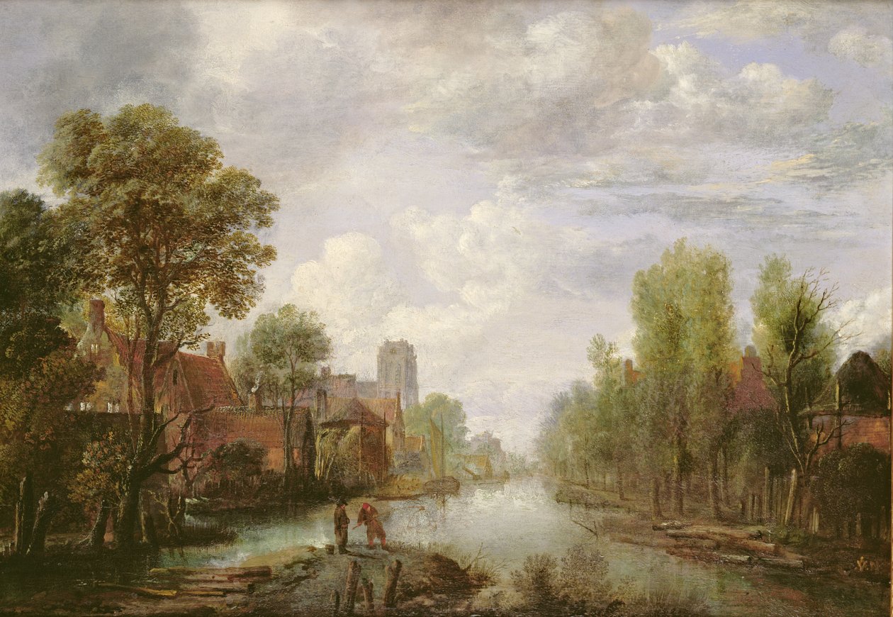 Kanallı manzara (panel) by Aert van der Neer