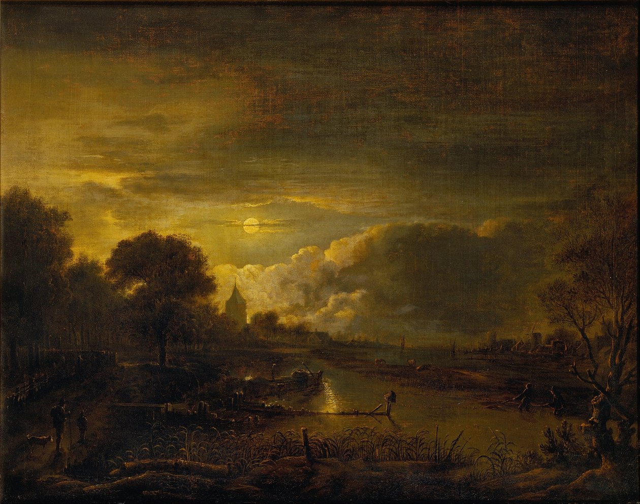 Ayışığından Nehir Manzarası by Aert van der Neer