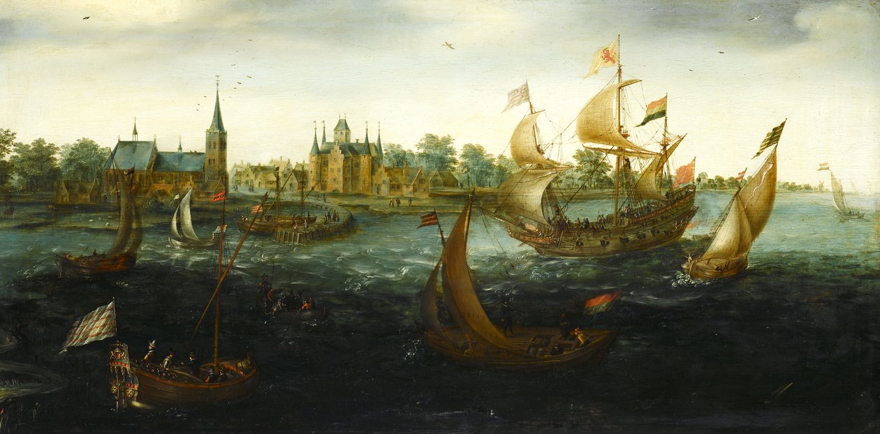 IJsselmonde açıklarında gemiler by Aert Anthonisz