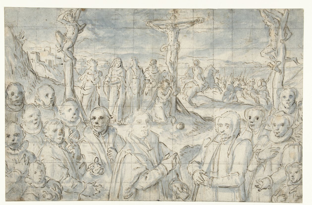 Bir kurucu ve ailesi ile çarmıha germe by Aert Pietersz.