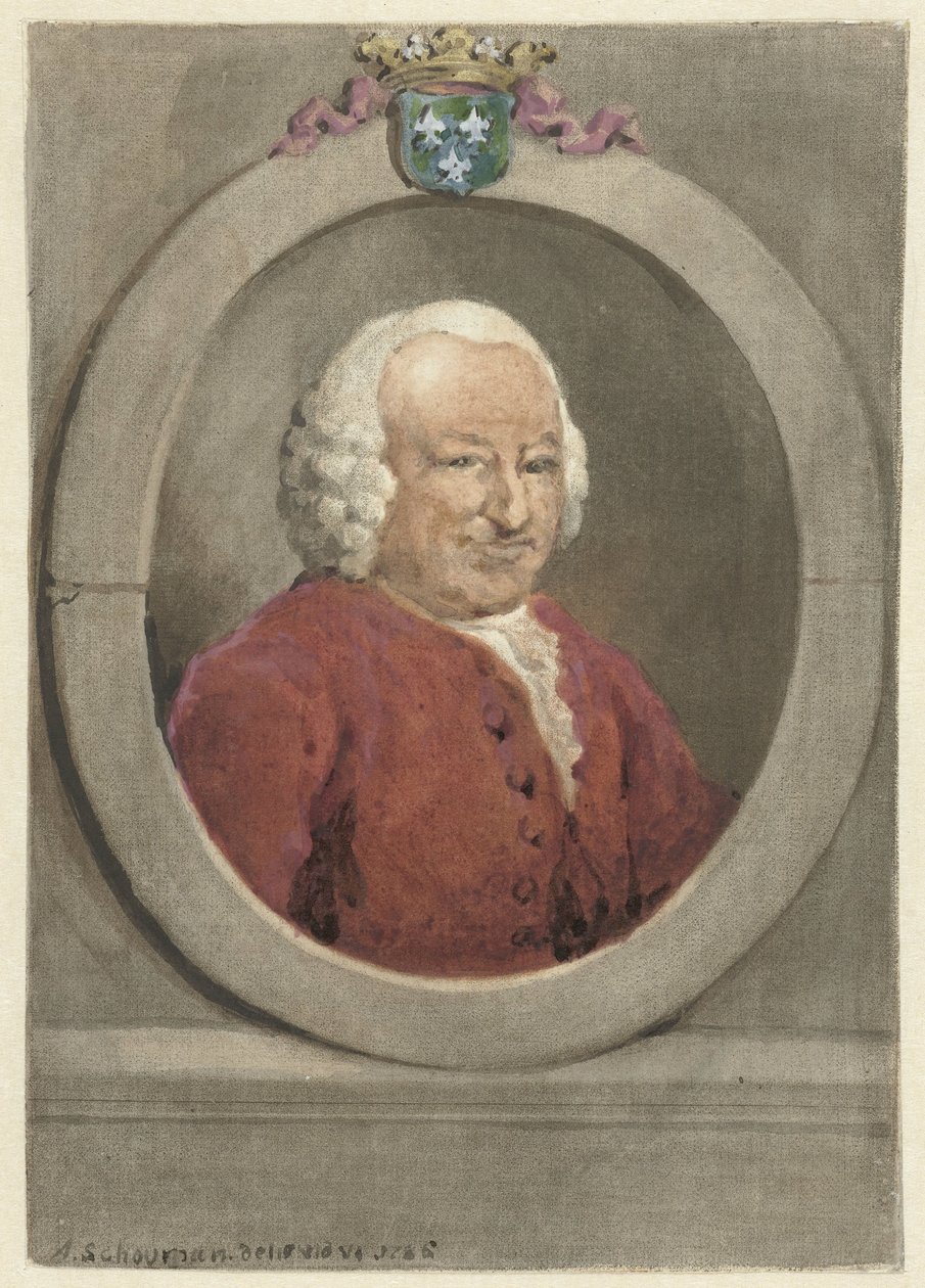 Johan Hudde Dedel'in oval portresi, sağda by Aert Schouman