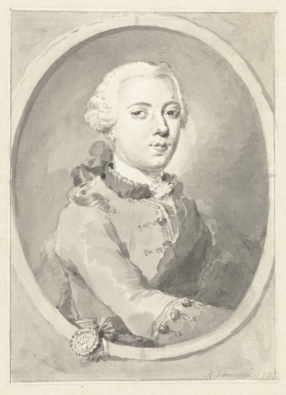 Orange-Nassau Prensi William V'nin portresi, sağa dönük, oval by Aert Schouman
