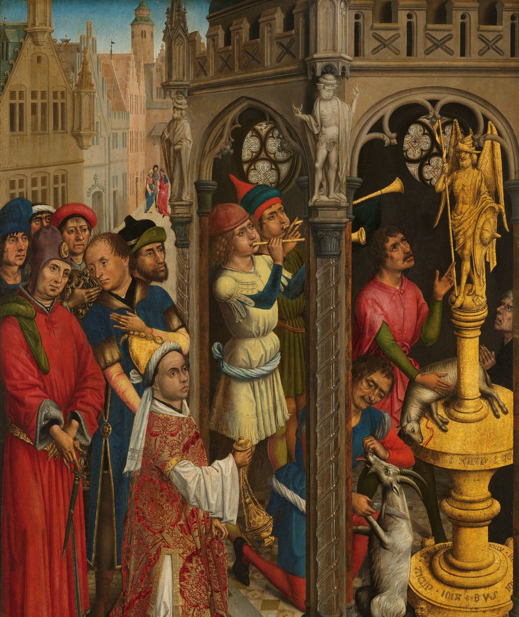 Augustine, Maniheistlerin Bir İdolüne Kurban Vermek (?) by Aert van den Bossche (attributed to)