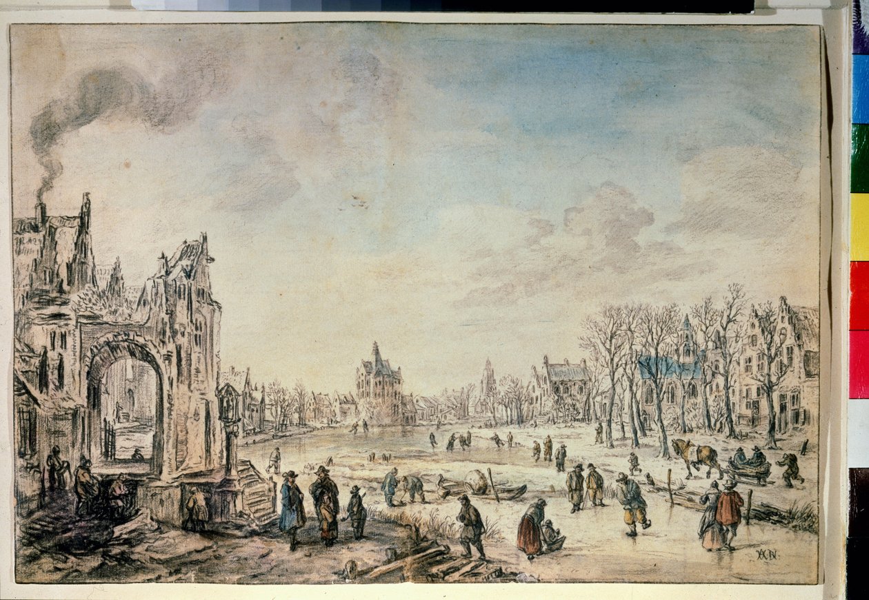 Patenciler ile Kış Manzarası. Aert Van der Neer