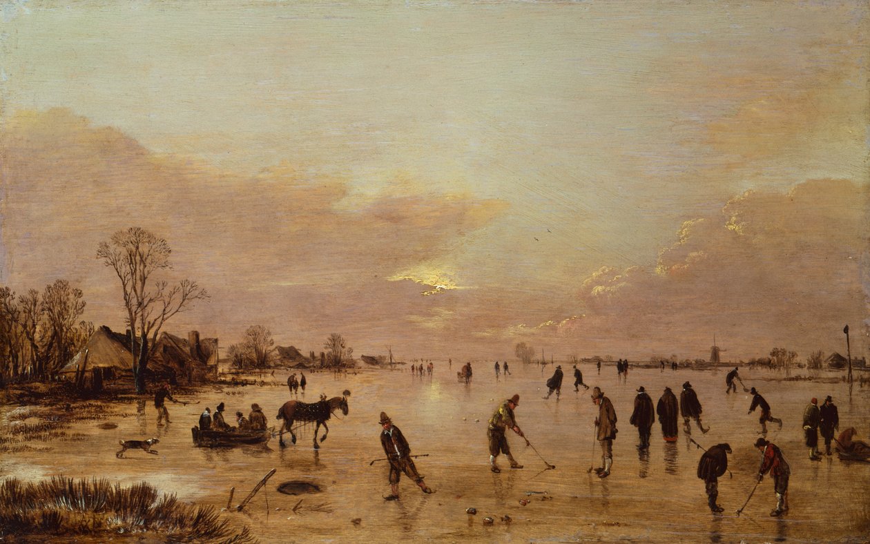 Gün Batımında Kış Manzarası (tuval üzerine yağlı boya) by Aert van der Neer